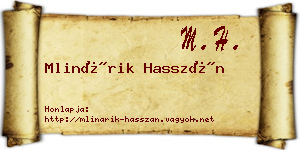 Mlinárik Hasszán névjegykártya